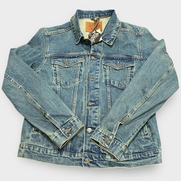 Heroes Motors Legendary Denim Jean Motorcycle Jacket Mens size Medium New - Picture 2 of 11